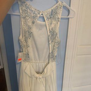 White and Blue Ruffled Dress